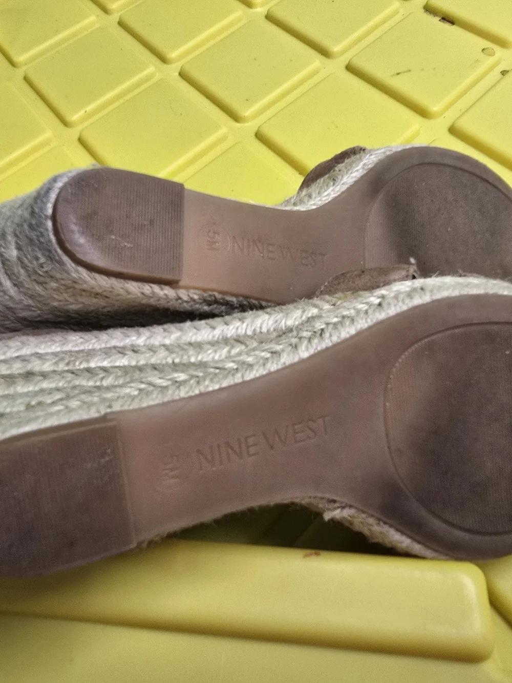 Nine West Taupe Suede Espadrille Wedge Sandals